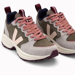 Veja Chunky Sneakers in Olive, Blush & Burgundy - EUC